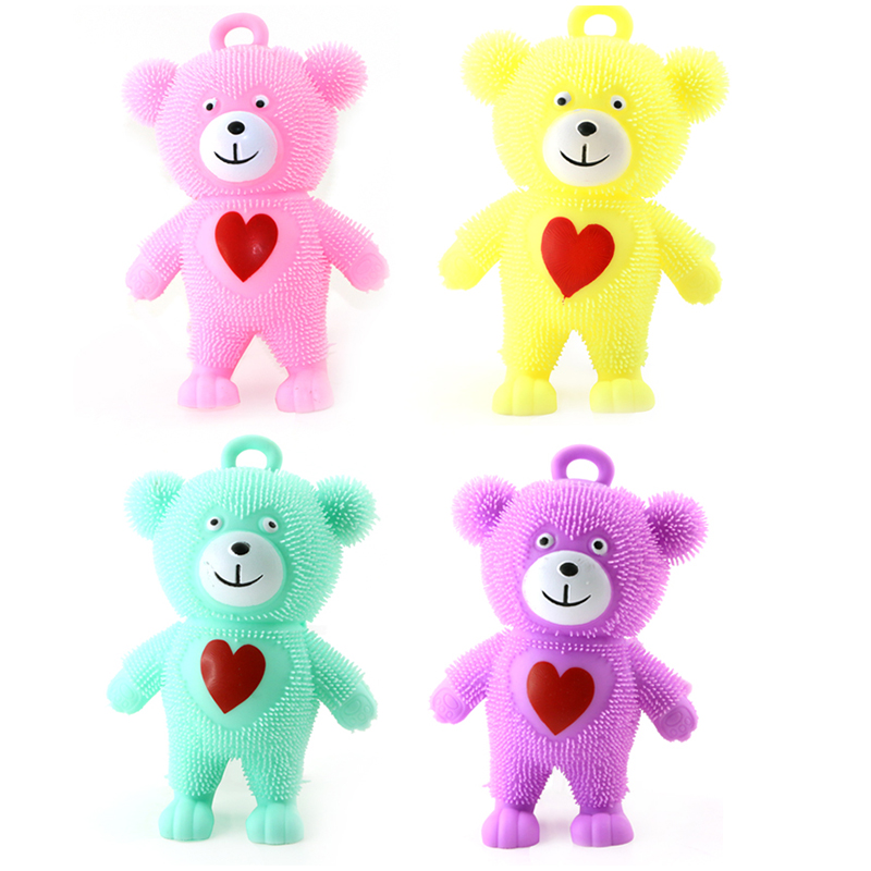 儿童玩具大熊刺猬七彩发光球闪光抖音软胶马卡龙色卡通雪花毛毛球详情图1