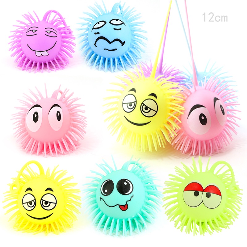 5 "long hair printing flash floor toy manufacturer soft glue animal children flash ball thumbnail