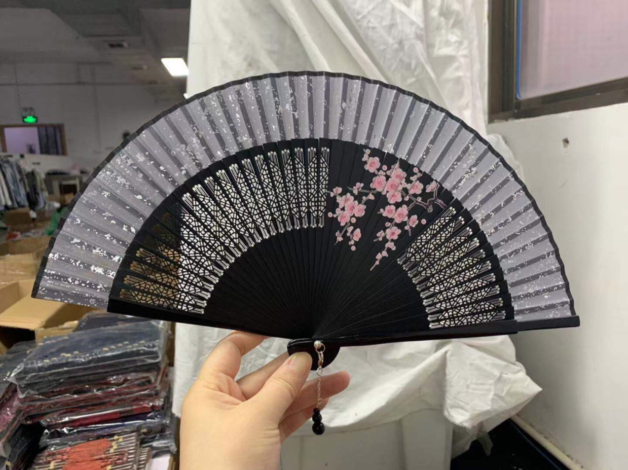 高档竹子喷绘扇子竹扇子细节图