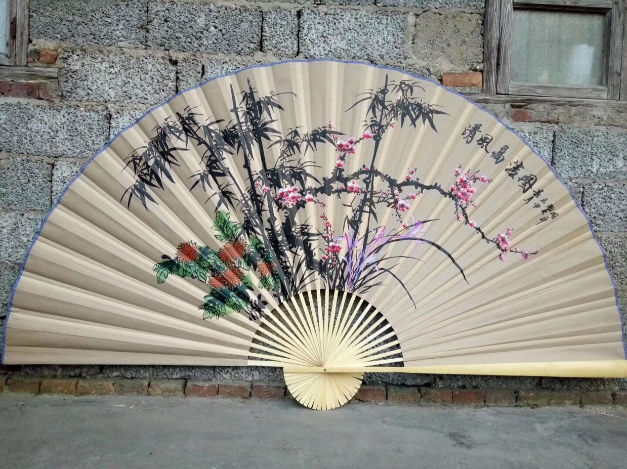悬挂持久不变形*鸿运当头*超大挂扇玄关客厅壁挂装饰工艺大折扇子详情图6