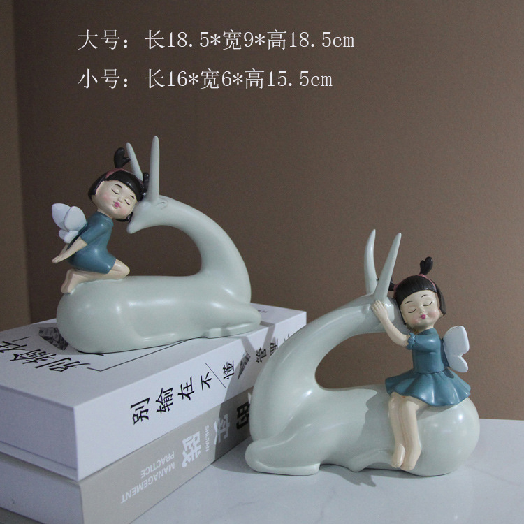 Factory direct sales of cartoon deer girls, girlish resin animal ornaments, modern, fashionable, simple and creative decorative items undefined