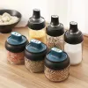 Glass seasoning bottle for kitchen use, salt and monosodium glutamate with spoon, black seasoning jar Item Picture