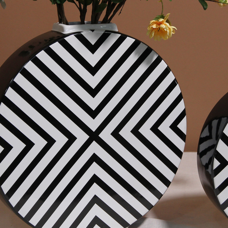 Simple home living room decorations, creative geometric line ceramic vases, modern flower arrangement vases and ornaments undefined