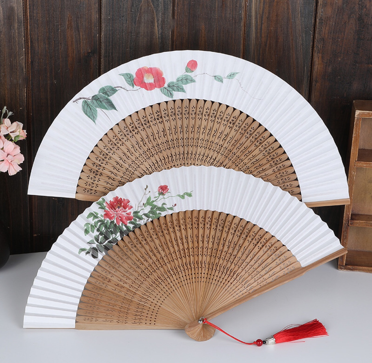 头青宣纸手绘扇子竹扇子宣纸扇子产品图