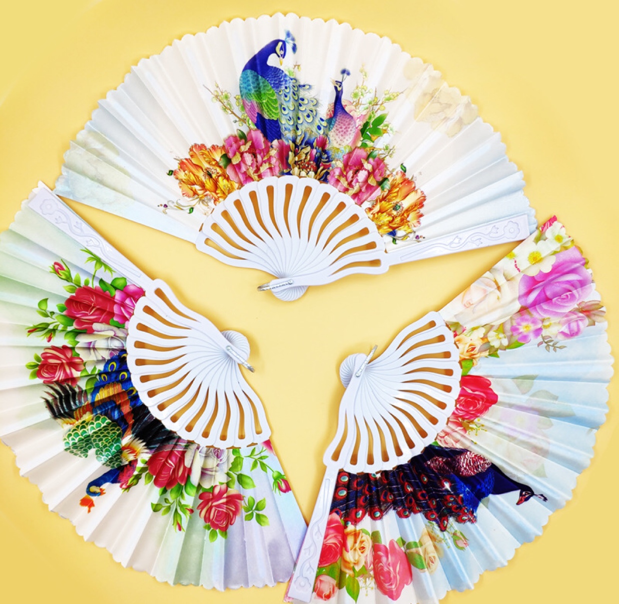 白杆S骨孔雀扇子塑料扇子产品图