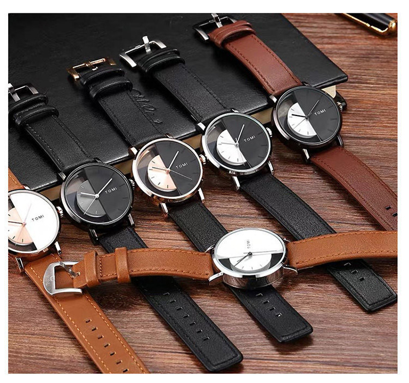 Tomi Hollow Design Half Side Perspective Concept Unisex Belt Unisex Casual Fashion Quartz Watch undefined