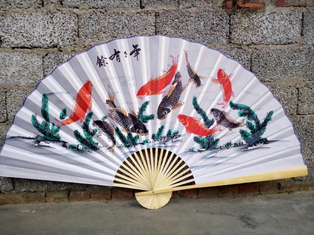 悬挂持久不变形*鸿运当头*超大挂扇玄关客厅壁挂装饰工艺大折扇子产品图