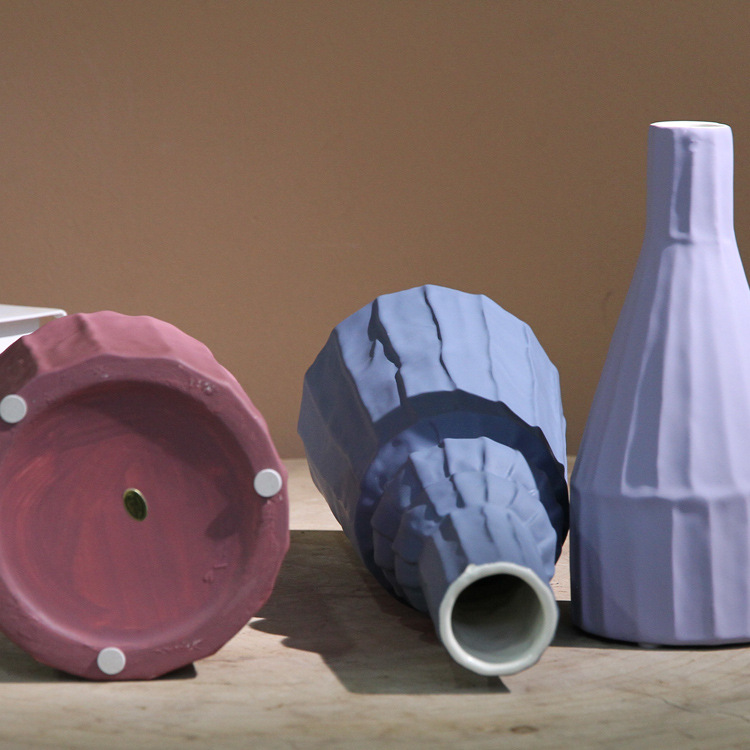 Factory direct sales of creative ceramic vase ornaments, Nordic Morandi small-mouth ceramic art flower bottle vases undefined