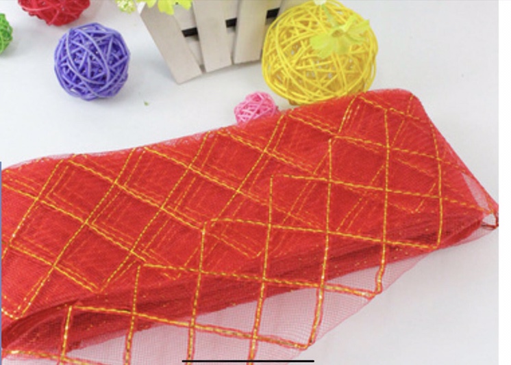 8cm cotton gold thread plaid/senior Christmas accessories /25 yards