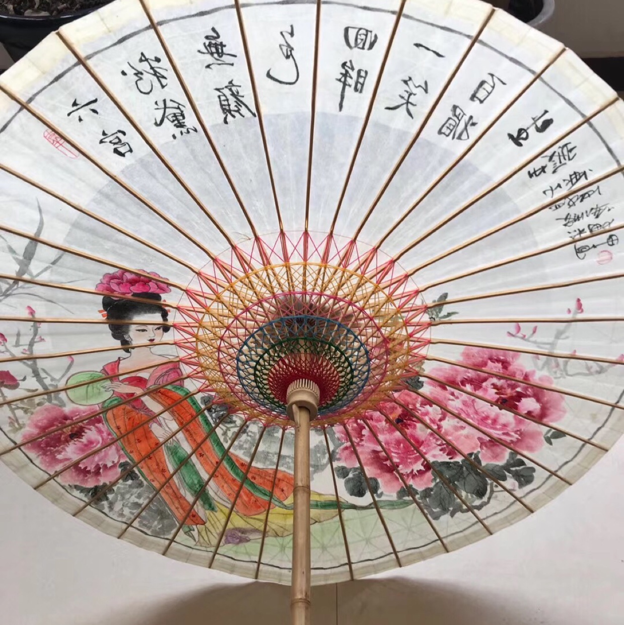 手工画油纸伞细节图