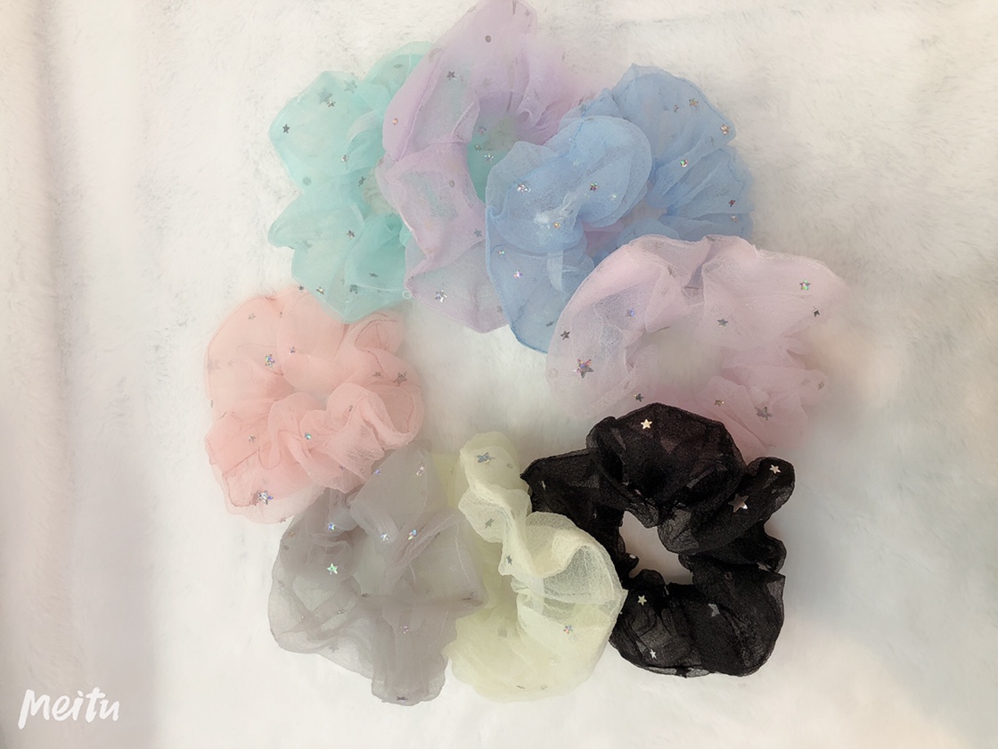 Girl heart large intestine hair ring star hair rope rubber band small fairy ball head ponytail hair ornament female thumbnail