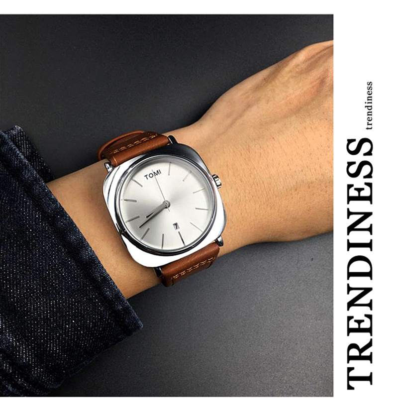 Tomi New Square Calendar Table Business Men's Watch Fashion Korean Fashion Watch Specification drawing