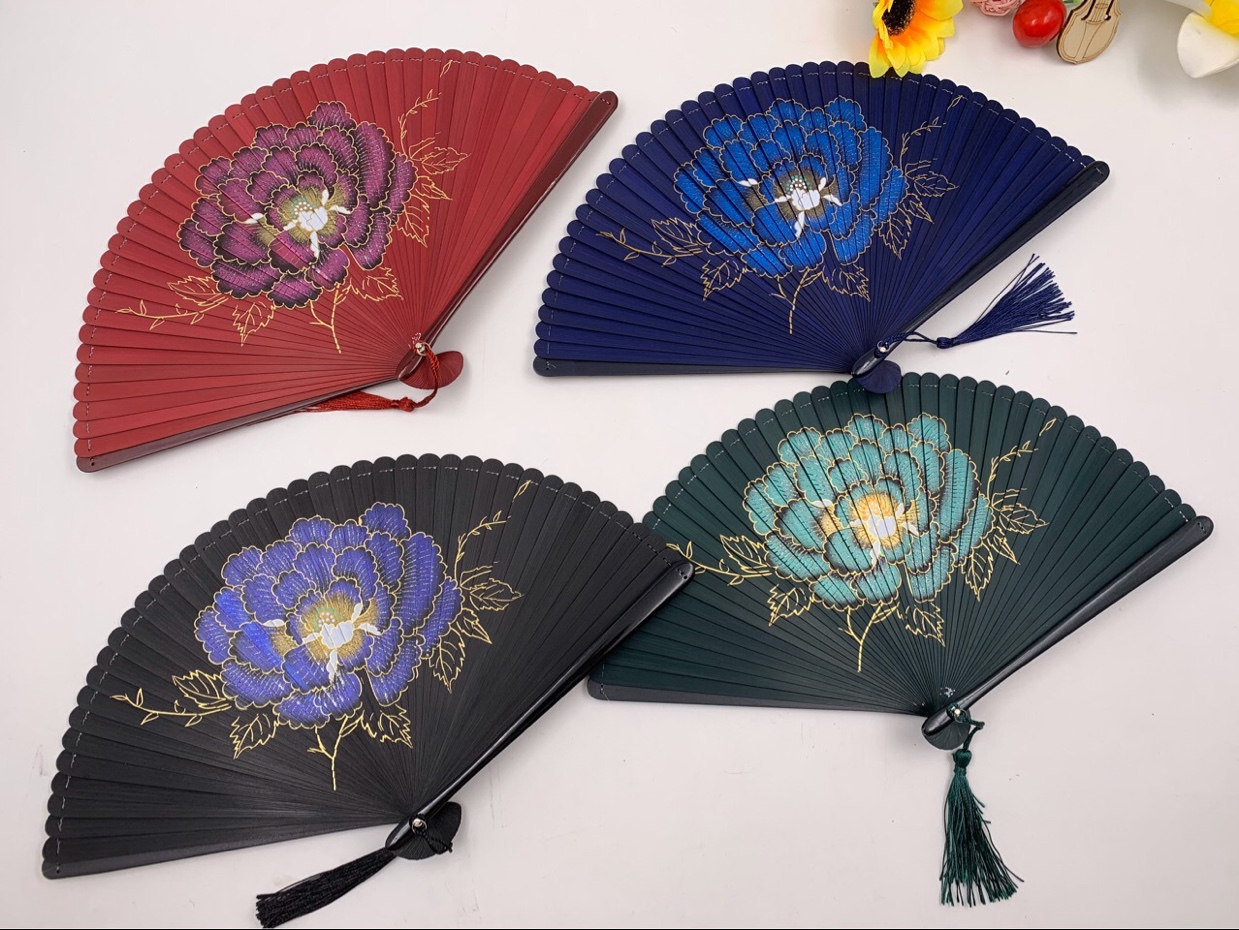 全竹喷绘烫金扇子竹扇子