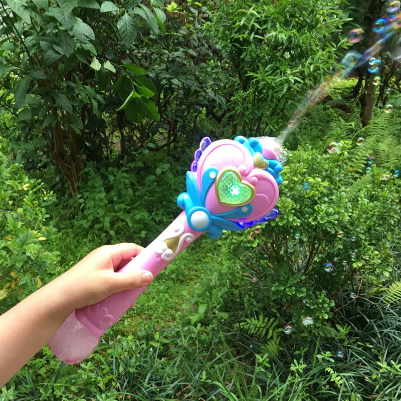 Magic Wand Bubble Machine, popular princess electric butterfly bubble stick Refill liquid, large size with light, music, little ant Specification image