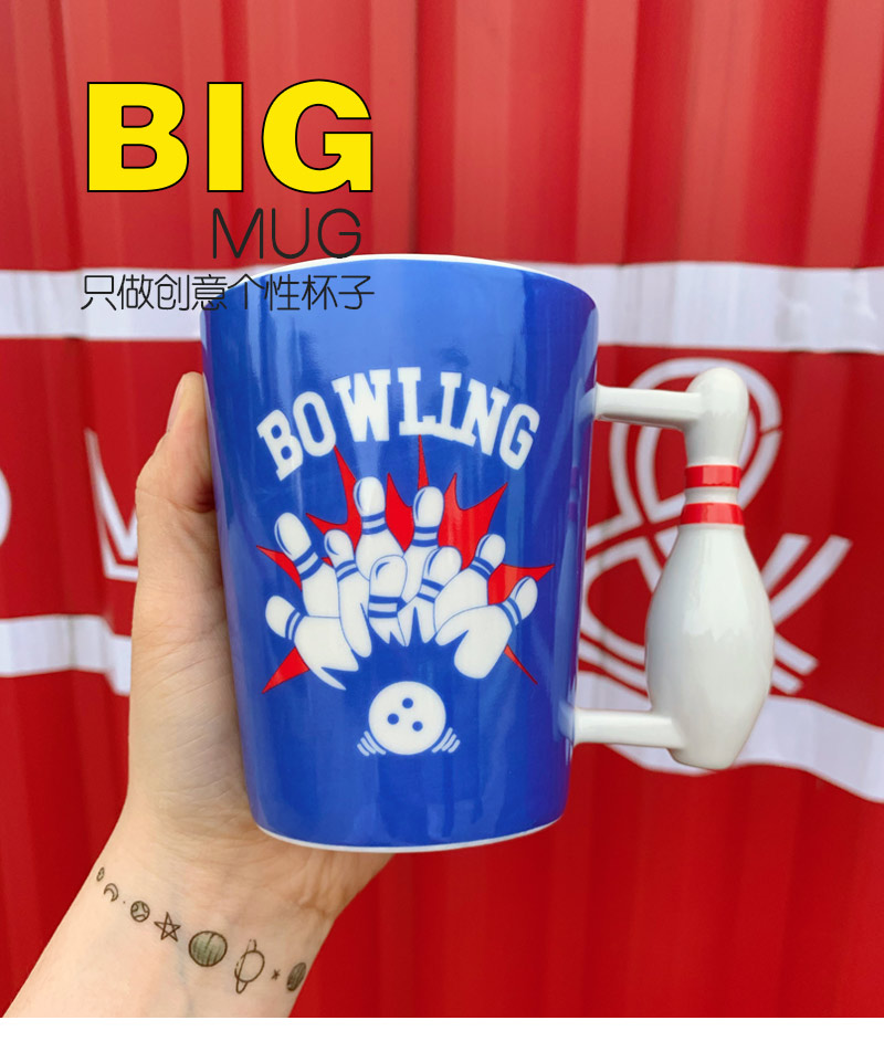 Ceramic Cup With Bowling Ball Shape Handle full figure