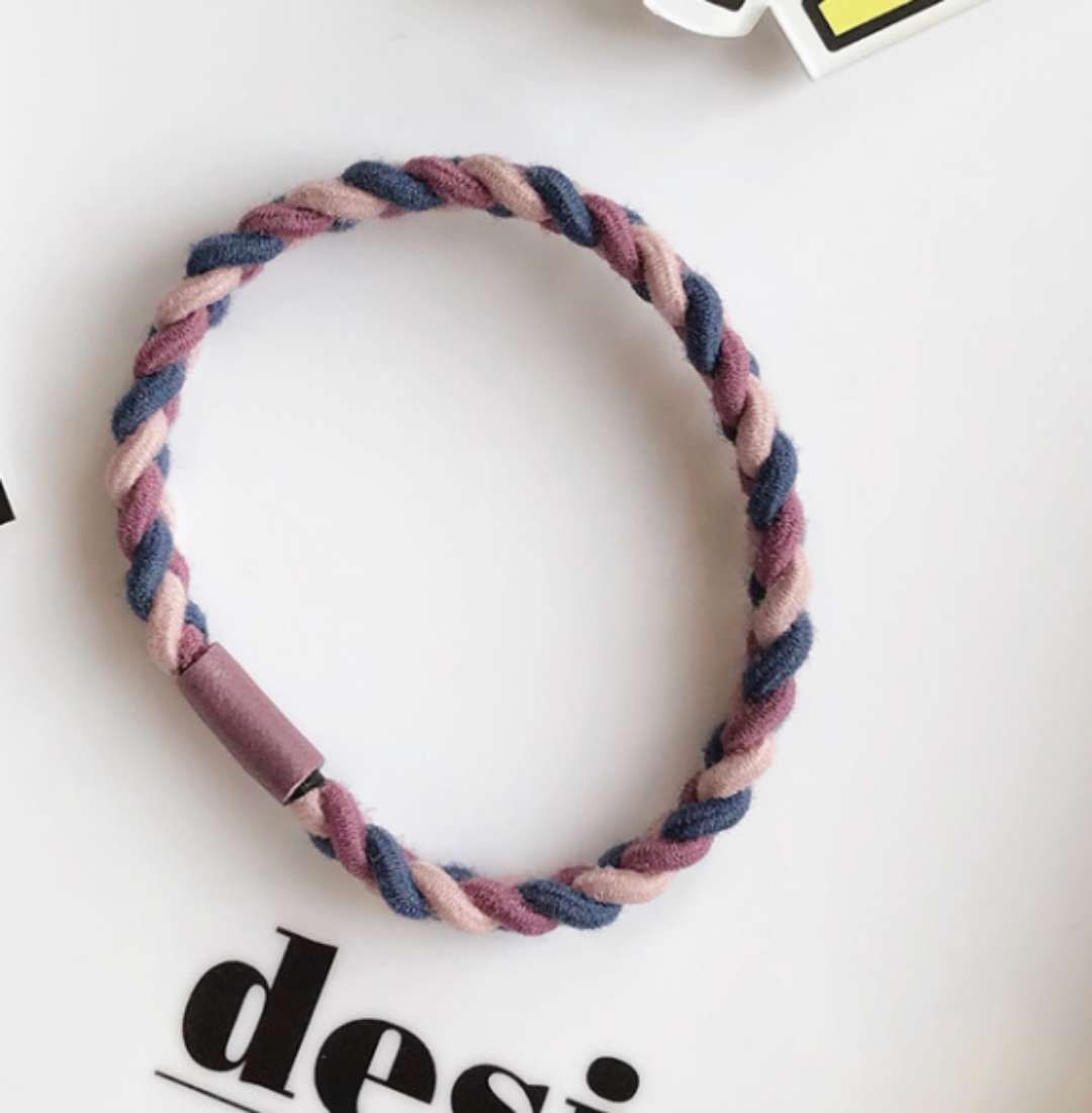 Korean fresh and clean basic high-elasticity hair tie braided hair rope tied into a ponytail, simple base hair band, unique headwear, three-color braid rubber tube undefined