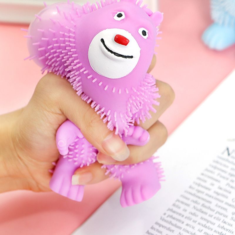 发光弹力球马卡龙刺猬毛毛球闪光发泄毛毛球地摊爆款闪光玩具批发产品图