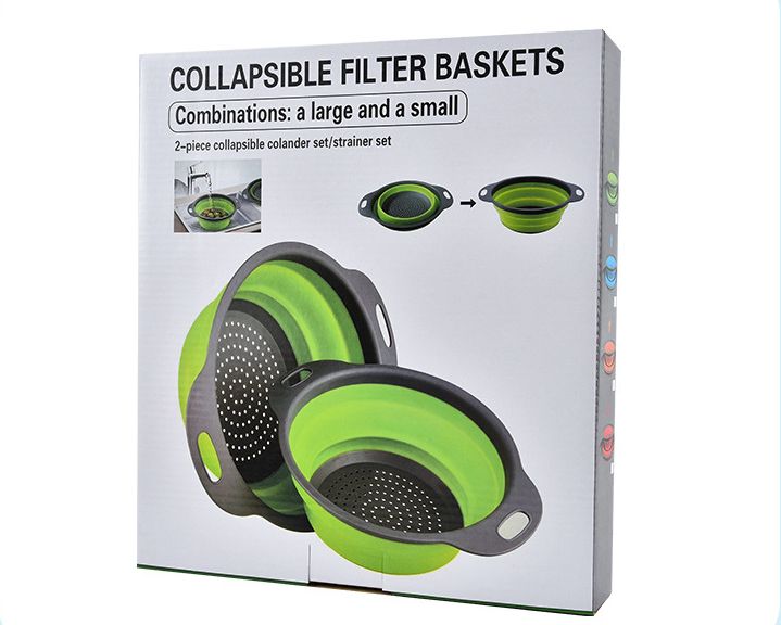 折叠沥水篮2件套厨房沥水篮塑料水槽滤水篮蔬菜水果沥水收纳篮产品图