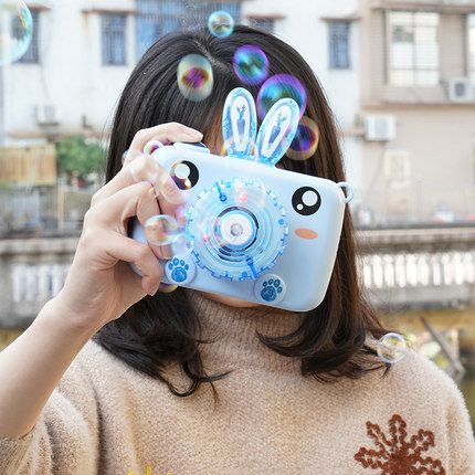 Bubble machine, children's toy camera, cute rabbit, Douyin, same style, blue fully automatic, girlish heart, in Internet celebrity