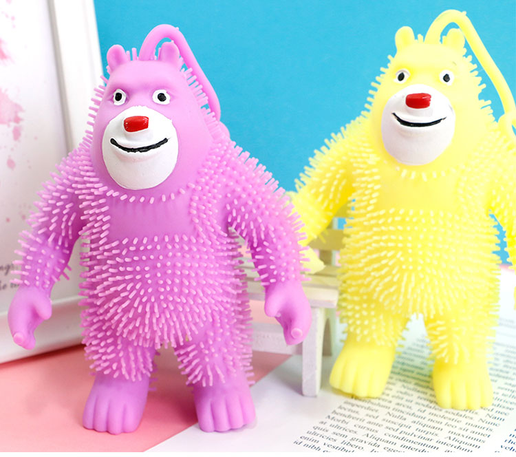 发光弹力球马卡龙刺猬毛毛球闪光发泄毛毛球地摊爆款闪光玩具批发详情图1