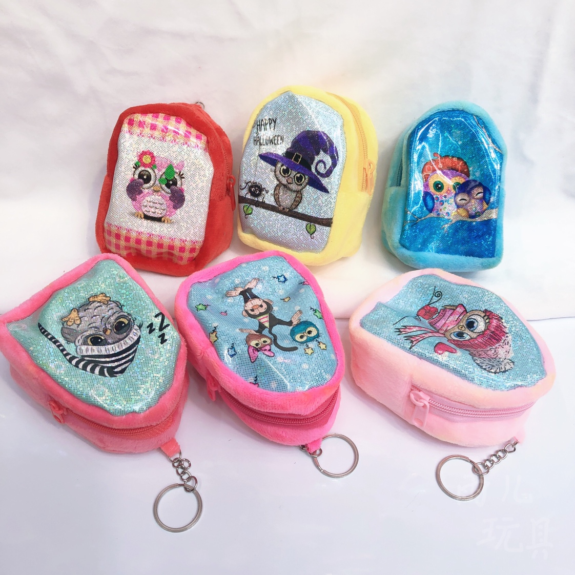 Plush zero wallet laser PU zero wallet stereo wallet owl zero wallet