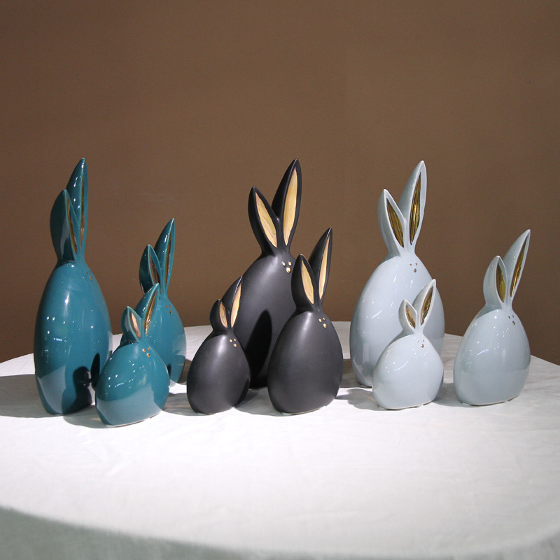Creative and simple rabbit handicrafts, modern home soft furnishings, tabletop ceramic small ornaments, entrance hall, living room and bedroom decorations Application Scenario