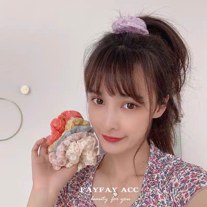 温柔奶系~超仙刺绣花朵发绳法式大肠圈ins甜美蕾丝发圈头绳发饰女产品图