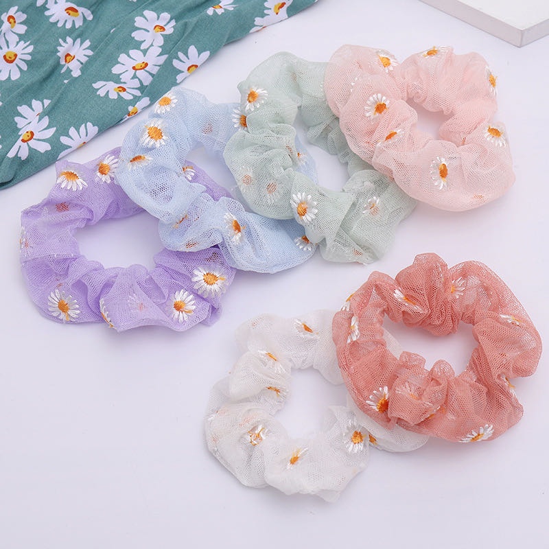 South Korea East gate headwear new Chic hair ornaments embroidered daisies fat intestines ring super fairy girl large intestine ring thumbnail