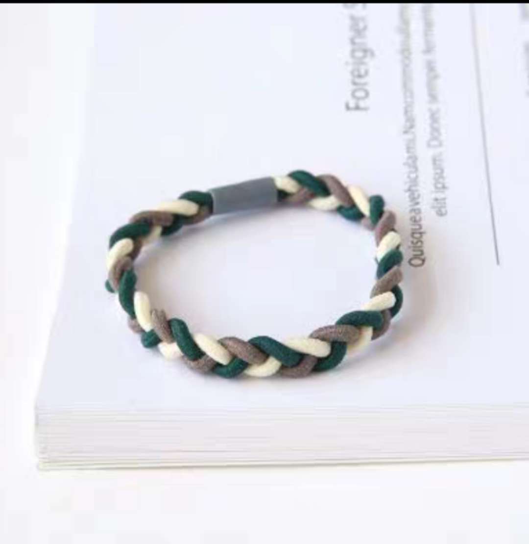 Korean fresh and clean basic high-elasticity hair tie braided hair rope tied into a ponytail, simple base hair band, unique headwear, three-color braid rubber tube undefined