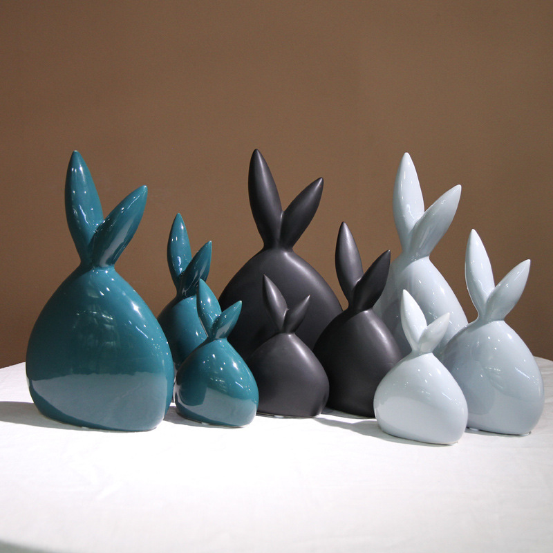 Creative and simple rabbit handicrafts, modern home soft furnishings, tabletop ceramic small ornaments, entrance hall, living room and bedroom decorations details Picture