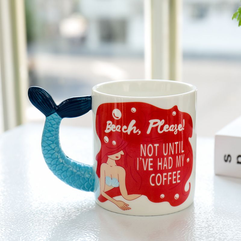 Creative Mermaid Ceramic Cup Cartoon Princess Series Mermaid Mug Cute People Fishtail Ceramic Cup