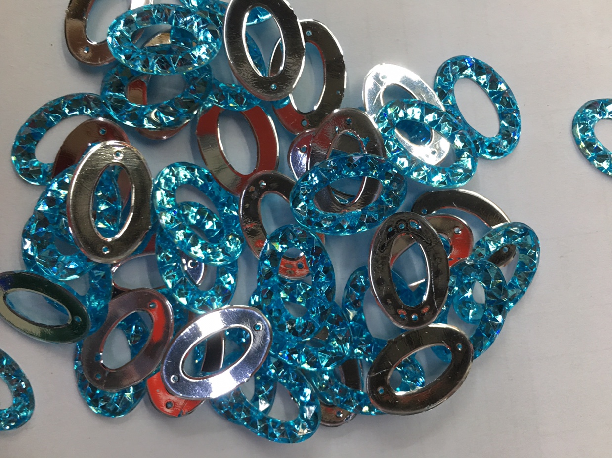 18x18椭圆圆圈双孔 国产压克力 深水兰细节图