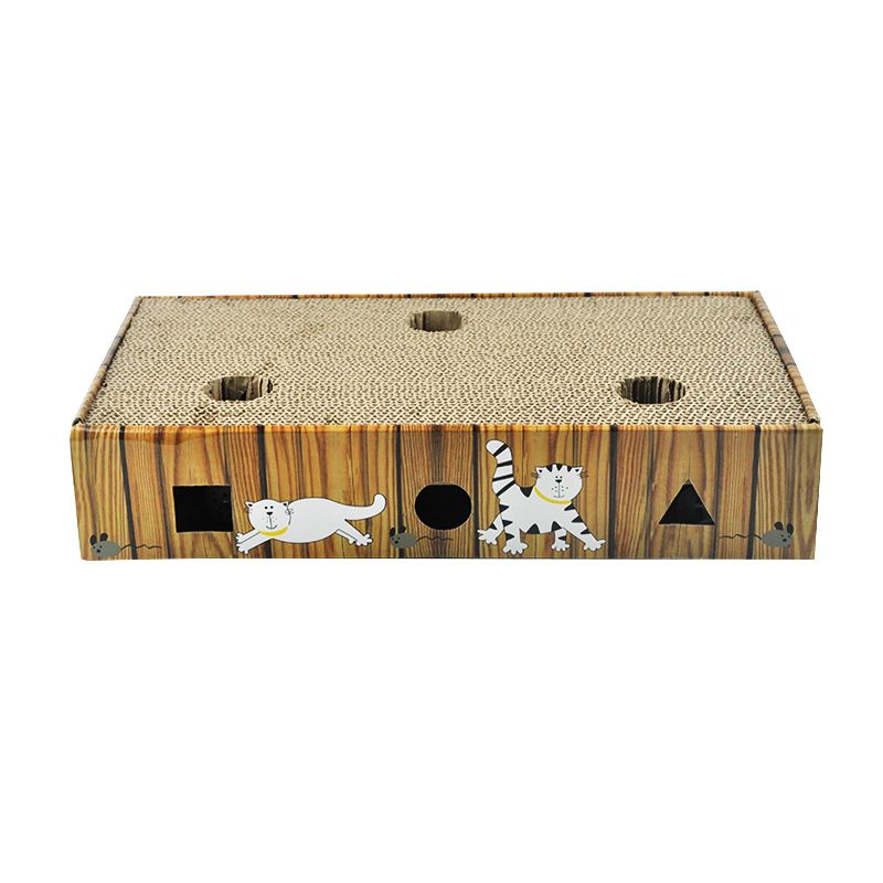 猫抓板 洞洞球抓板盒 镂空猫磨爪板铃铛球 瓦楞纸猫玩具 宠物用品详情图5