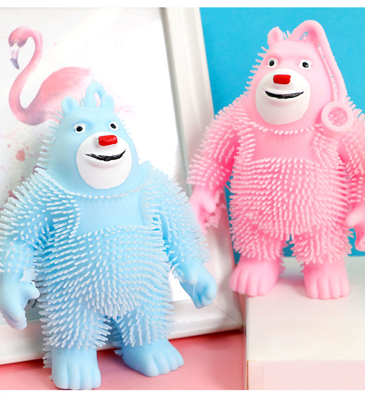 发光弹力球马卡龙刺猬毛毛球闪光发泄毛毛球地摊爆款闪光玩具批发详情图6