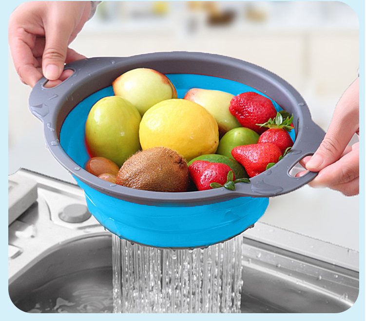 折叠沥水篮2件套厨房沥水篮塑料水槽滤水篮蔬菜水果沥水收纳篮详情图5