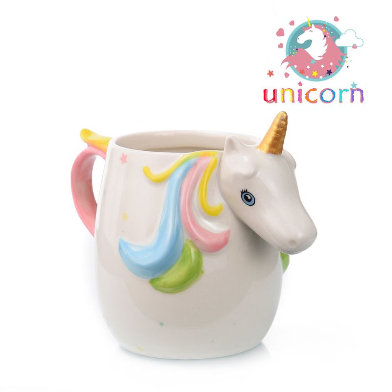 创意独角兽陶瓷杯 Unicorn马克杯3D造型动漫周边 个性水杯