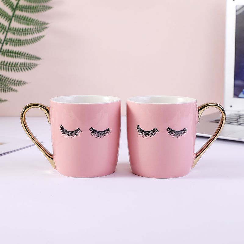 Pink Eyelash Cup Household Cute Coffee Cup Girl Heart Cute Large Capacity Simple Ceramic Mug Application Scenario