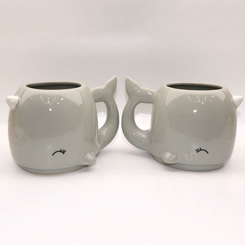 3D Marine Creature Whale Ceramic Cup Creative Small Whale Shape Mug Cartoon Whale Ceramic Water Cup details Picture