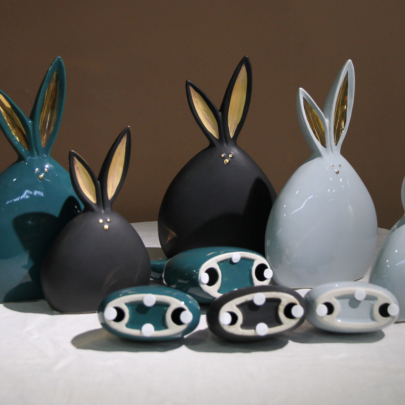 Modern and simple rabbit handicrafts, creative home soft furnishings, tabletop ceramic small ornaments, entrance hall, living room and bedroom decorations Specification image