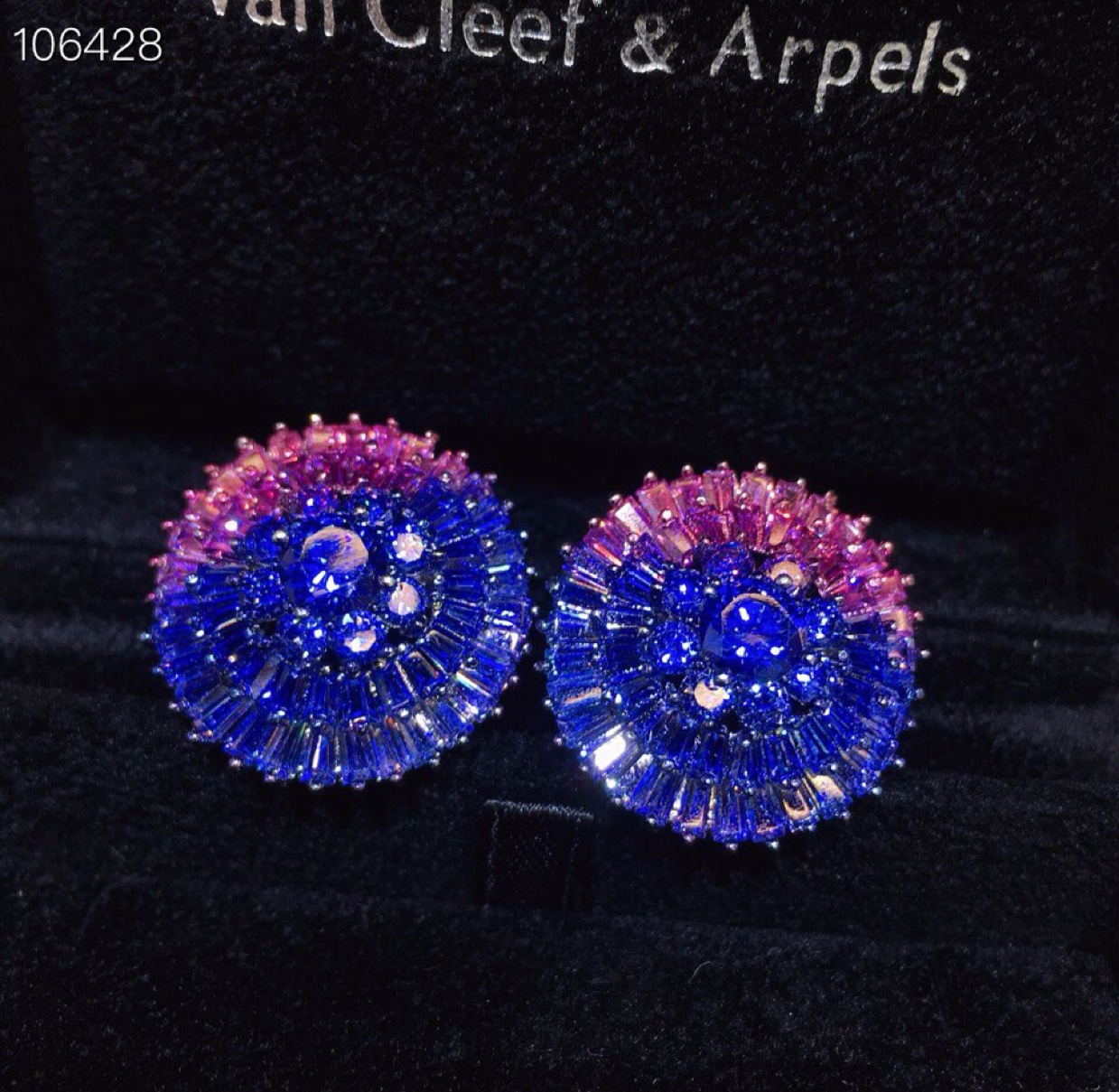 Purple zircon sterling silver needle flower stud earrings