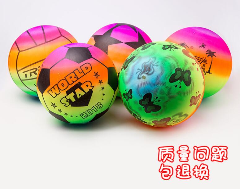 新款彩虹色加厚PVC充气玩具皮球 儿童运动拍拍球 厂家甩甩球热卖详情15