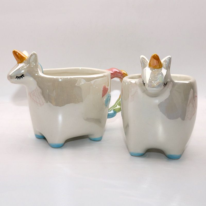Creative Colorful Unicorn Ceramic Cup Unicorn Colorful Mug 3D Modeling Animation Surrounding Water Cup details Picture