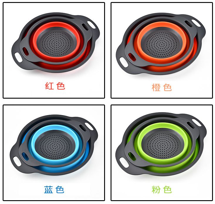 折叠沥水篮2件套厨房沥水篮塑料水槽滤水篮蔬菜水果沥水收纳篮细节图