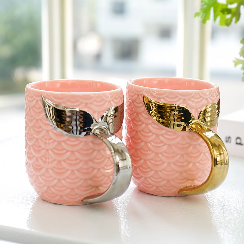 Electroplated Mermaid Ceramic Cup details Picture