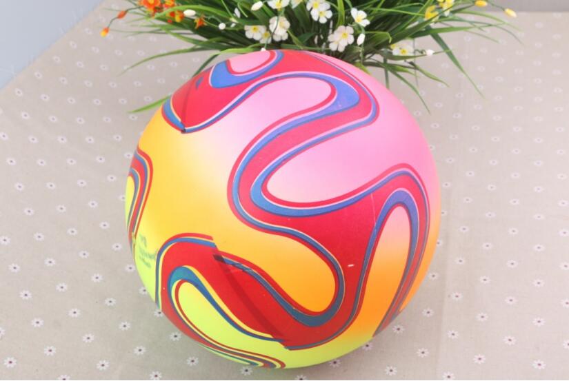 新款彩虹色加厚PVC充气玩具皮球 儿童运动拍拍球 厂家甩甩球热卖详情5