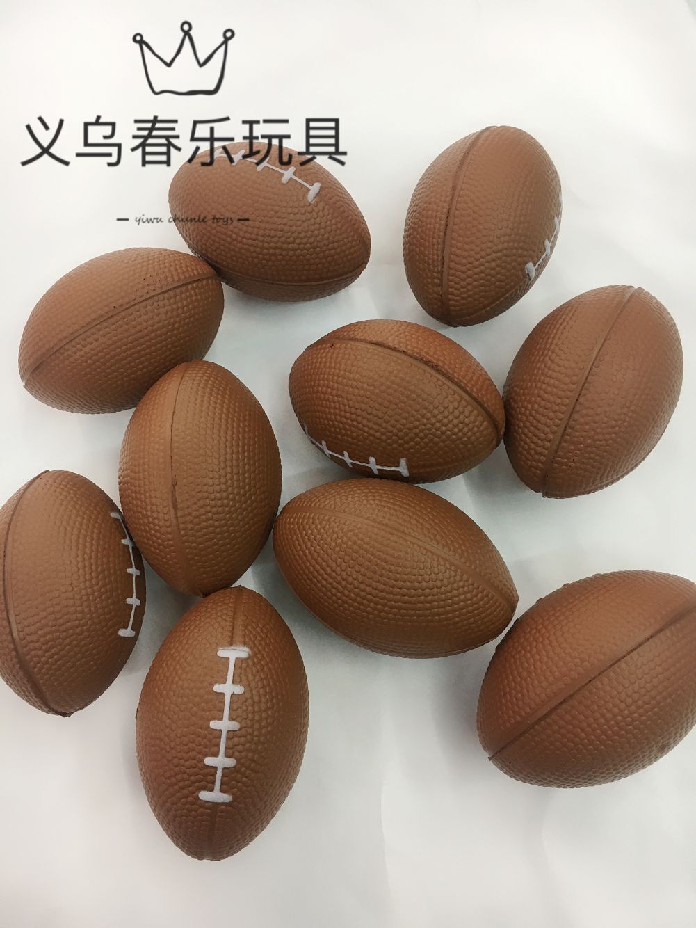 厂家印刷美式发泡pu小橄榄球玩具儿童体育训练海绵泡沫光面压力球详情9