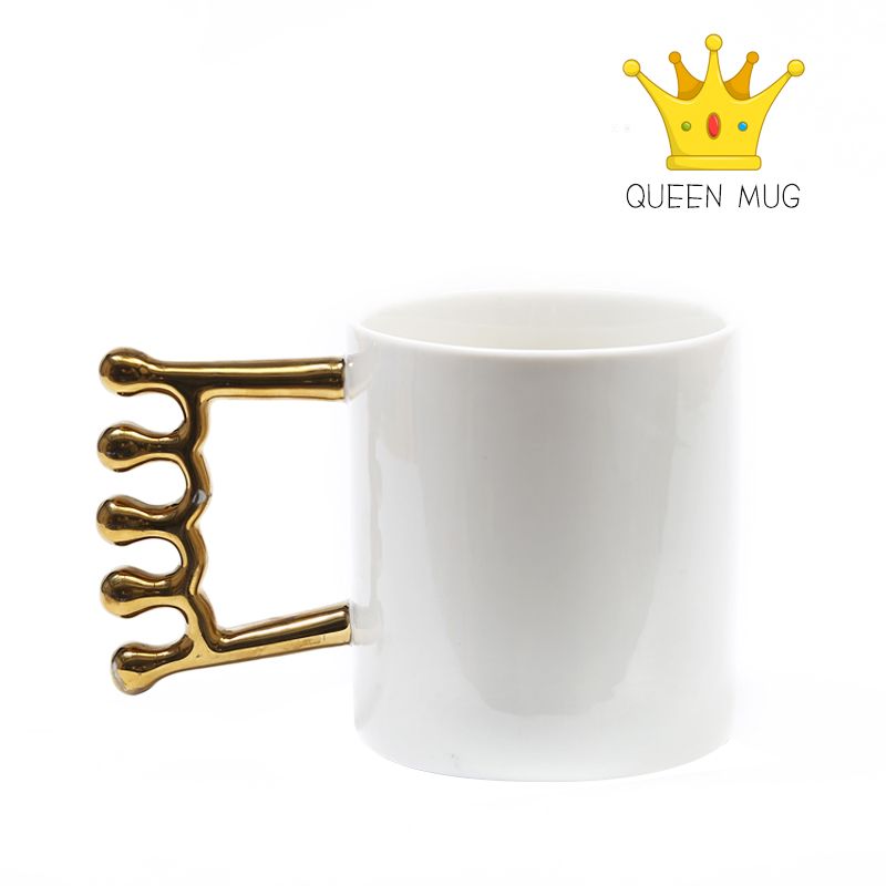 Creative Crown Handle Mug Personality Goddess Queen Ceramic Mug Retro Queen Crown Bone China Mug details Picture