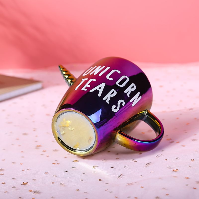 European Light Luxury Unicorn Breakfast Water Cup Colorful Letters Animal Head Household Ceramic Cup Cute Girl Heart Mug Application Scenario