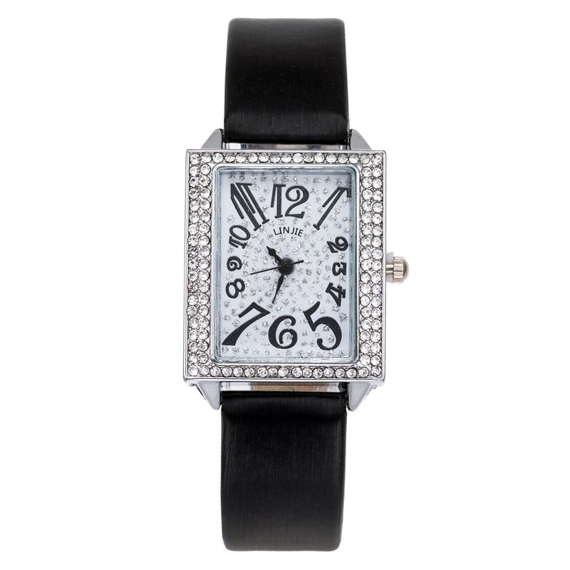 New lady's Starry Sky diamond-encrusted wristwatch with leather strap, student watch, trendy and fashionable, digital rectangular classic watch 18820/65