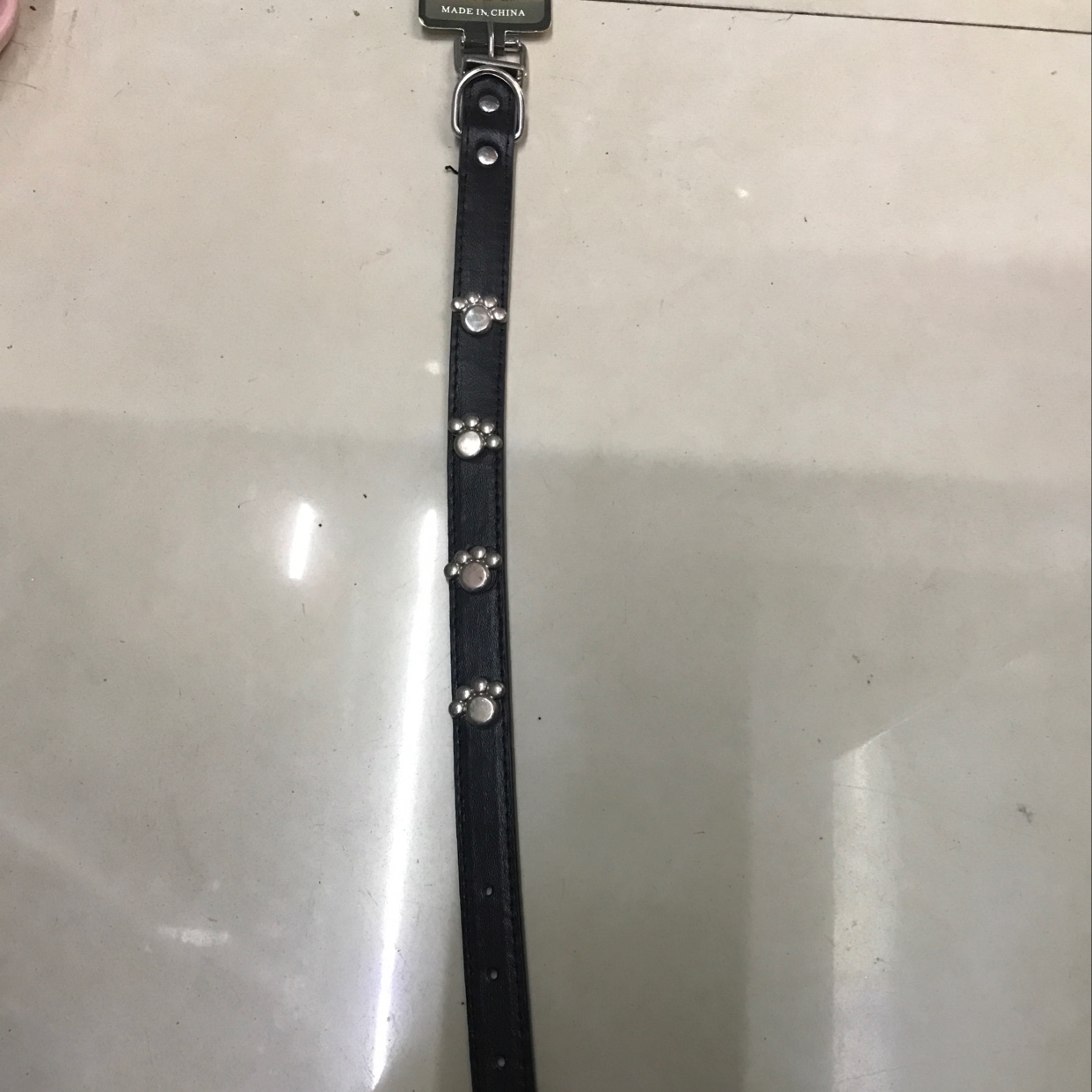 2.0四脚印项圈 PU狗项圈 狗带 狗颈带颈圈 狗链狗绳